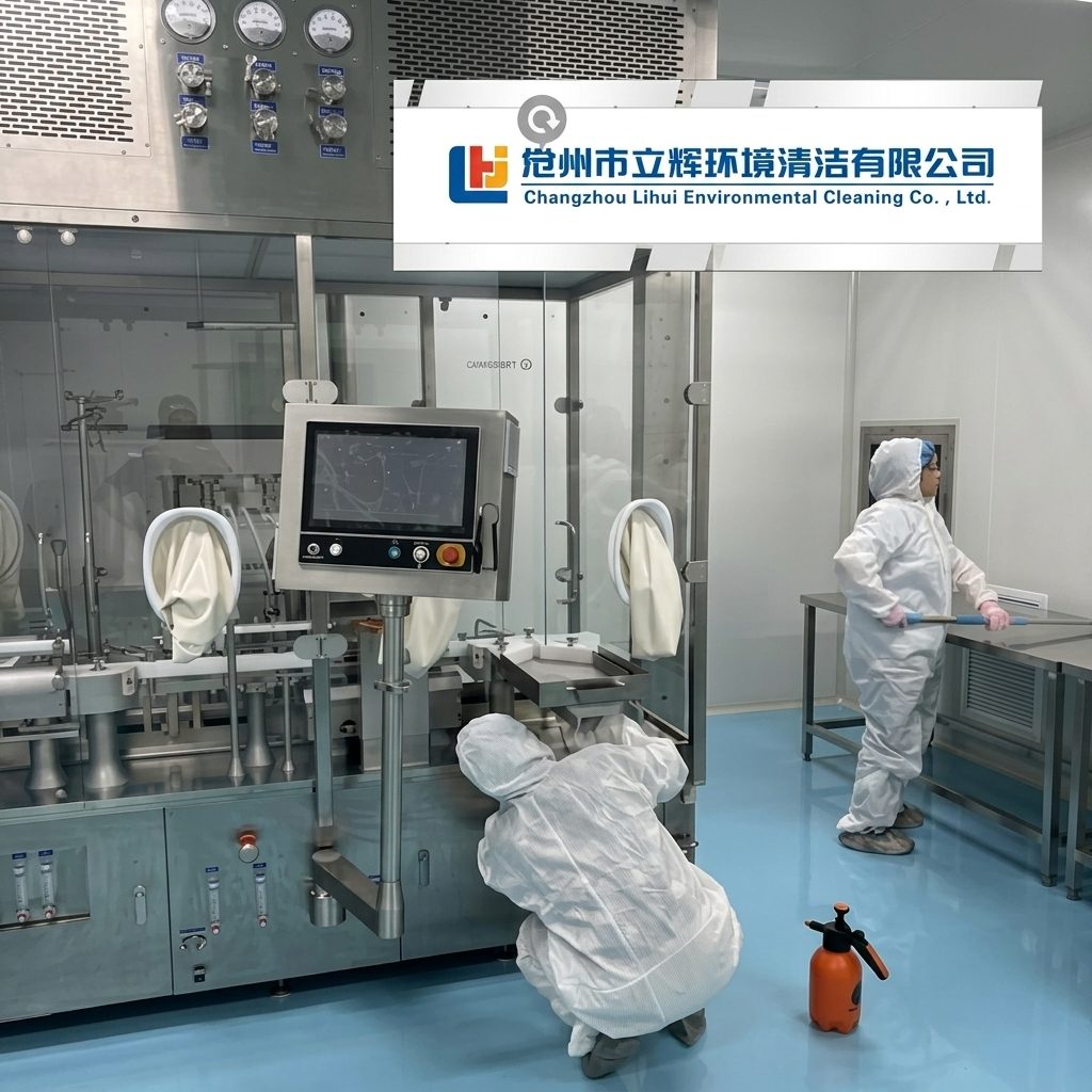 Kỹ thuật viên Greentech tiến hành vệ sinh bảng điều khiển và vỏ máy trong môi trường vô trùng