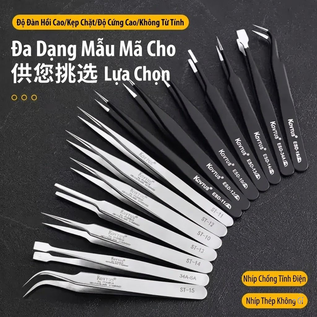 Đa dạng mẫu mã nhíp gắp linh kiện ESD chống tĩnh điện và không từ tính